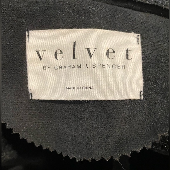 VELVET by Graham & Spencer Black Faux Suede Fur Shearling shawl collar jacket - Picture 4 of 5